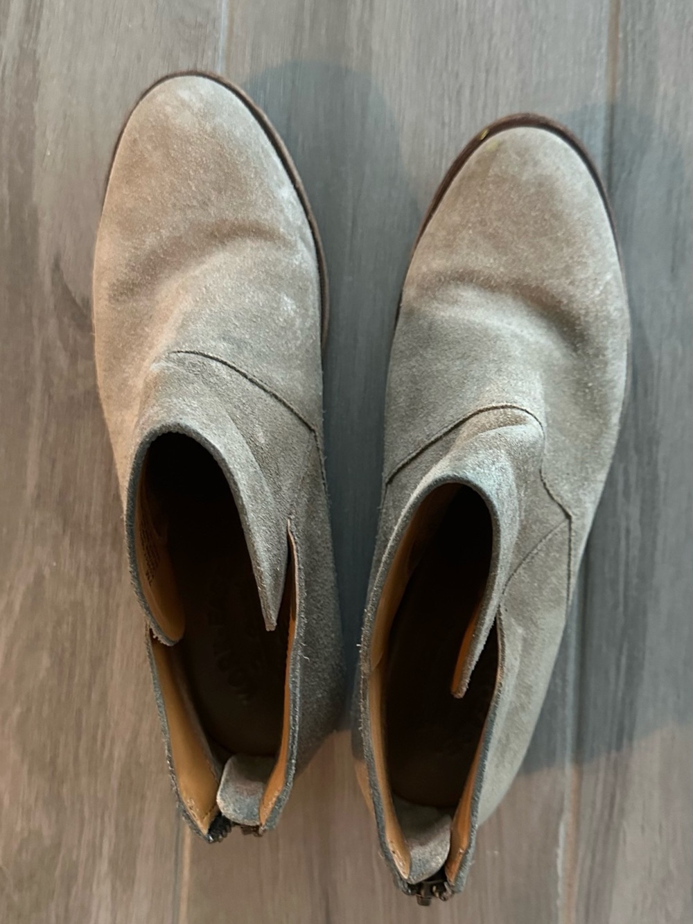 Kork-Ease Suede Ankle Boots in Taupe Gray